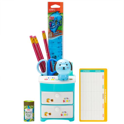 Picture of Deli School Kit with Pen Stand - Blue