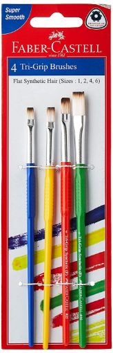 Picture of Faber-Castell  Paint Brush - Tri Grip Synth Hair Assort - Set of 4 Brush No. 1, 2, 4, 6