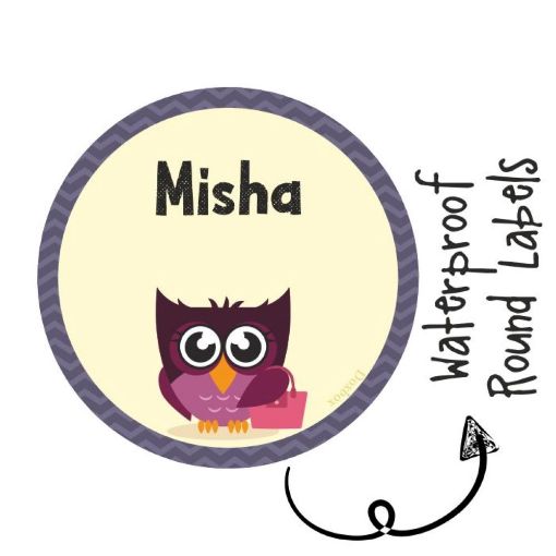 Picture of Personalised Round Label - Z-zac Owl (Pack of 77)