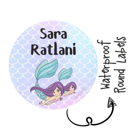 Picture of Personalised Round Label - Mermaid (Pack of 77)