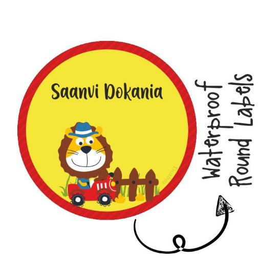 Picture of Personalised Round Labels - Lion on the Tractor (Pack of 77)
