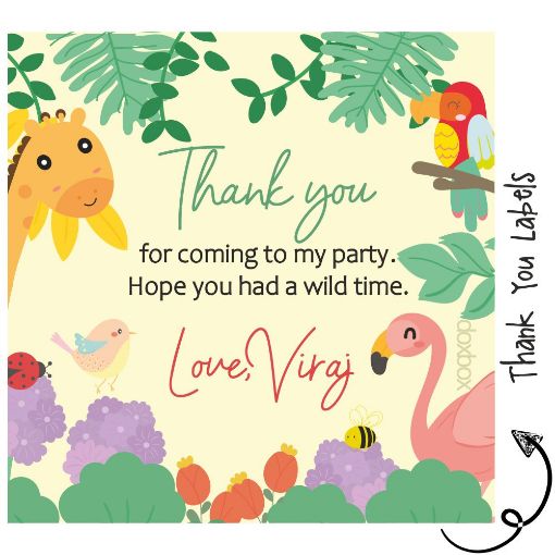 Picture of Personalised Thank You Labels - Tropical Animals (Pack of 24)