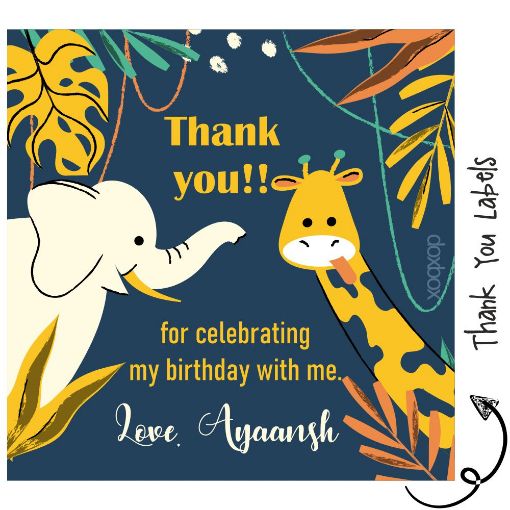 Picture of Personalised Thank You Labels  - Animal Fun (Pack of 24)