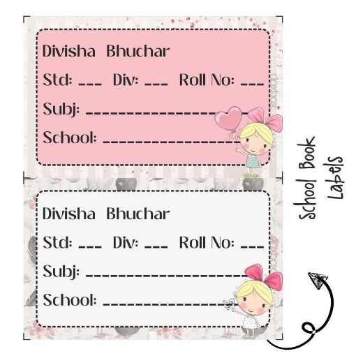 Picture of Personalised Book Labels - Girl with a Bow (Pack of 36)