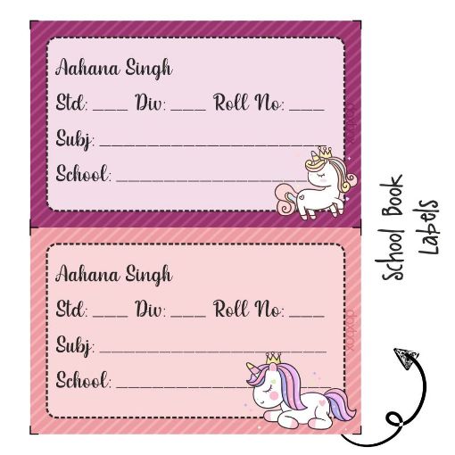 Picture of Personalised Book Labels - Cute Unicorn (Pack of 36)