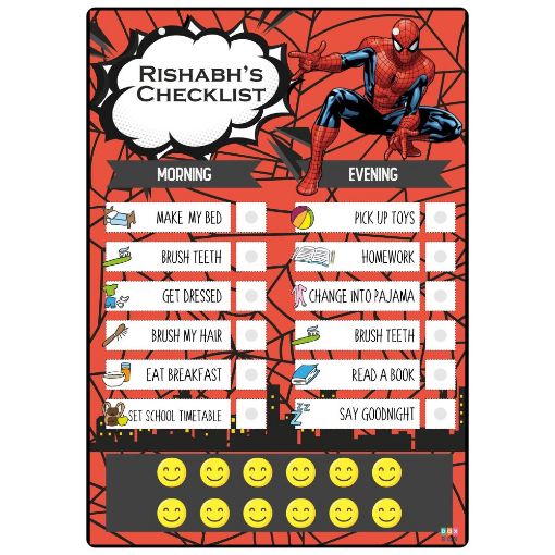 Picture of Personalised Daily Responsibility Wooden Chart - Spiderman