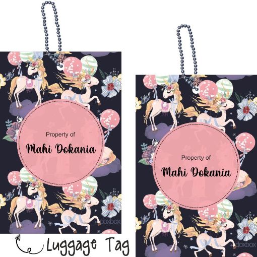 Picture of Personalised Luggage Tags - Unicorn Pattern (Pack of 2)
